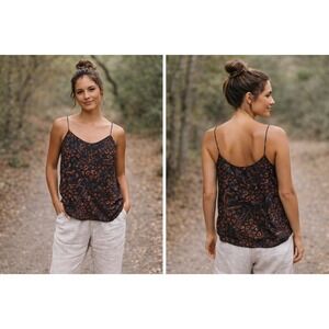 Nine West Women's Camisole Top Size M dark Leopard Print Silk Blend 90s inspired